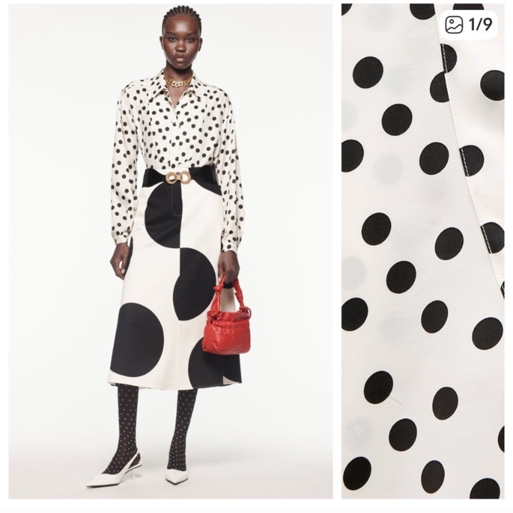 Zara Limited Edition Polka Dot Button Up Shirt Small